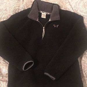 Black Victoria secret PINK Sherpa half zip